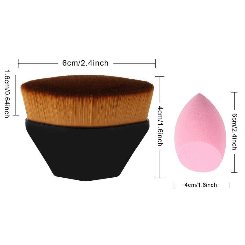 [Australia] - 2 Pack Foundation Brush Makeup Brush with 2 Pack Makeup Sponges Suitable for Mixed Liquid Cream or Flawless Powder Cosmetics (Pink and Black) Pink and Black 
