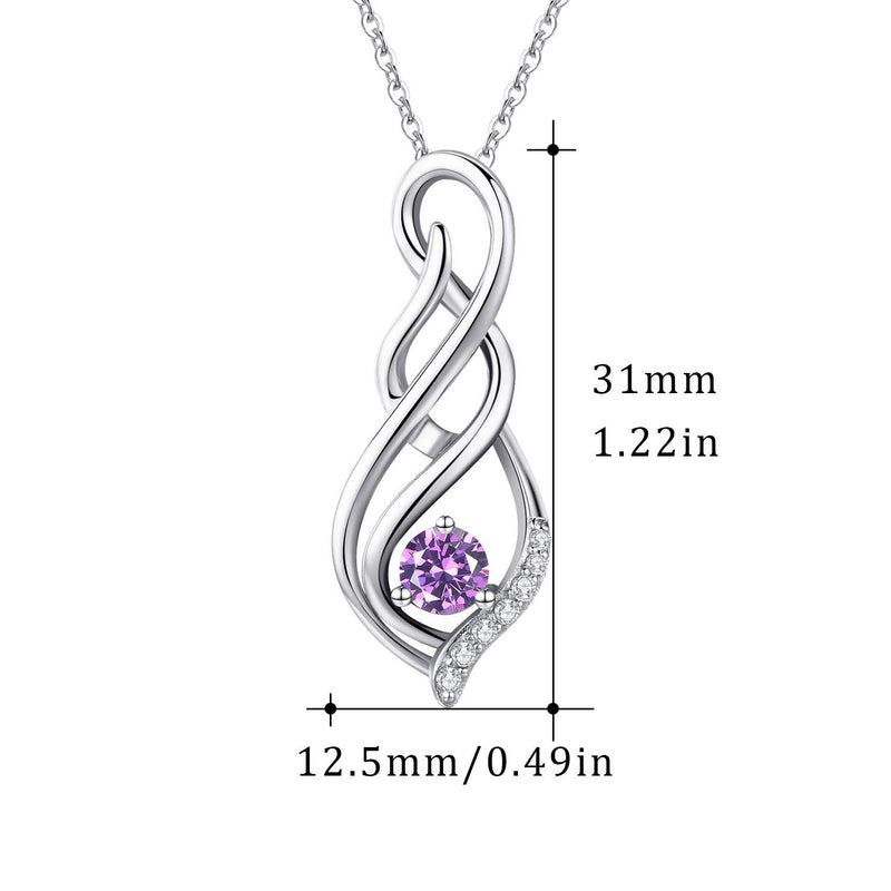 [Australia] - AOVEAO Infinity Necklace for Women S925 Sterling Silver Infinity Jewelry I Love You Forever Pendant Necklace Gifts for Women 18+2 Inch with Gift Box Purple 