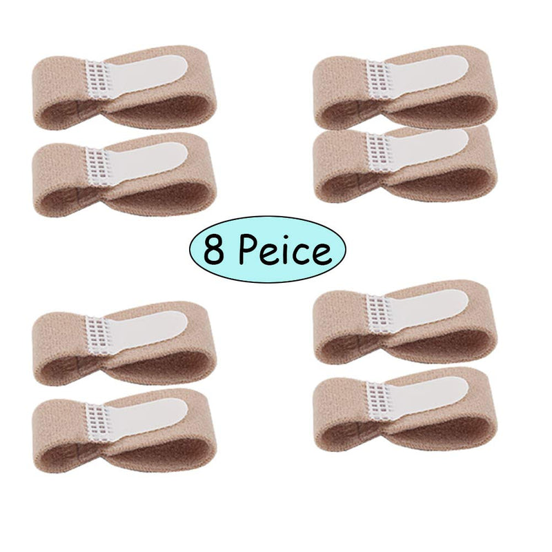 [Australia] - DYKOOK Broken Toe Wraps, 8 Pcs/Pack, Fabric Toe Splint Toe Cushioned Bandages Finger Protectors Straightener Hammer Toe Separators Beige-m Size 