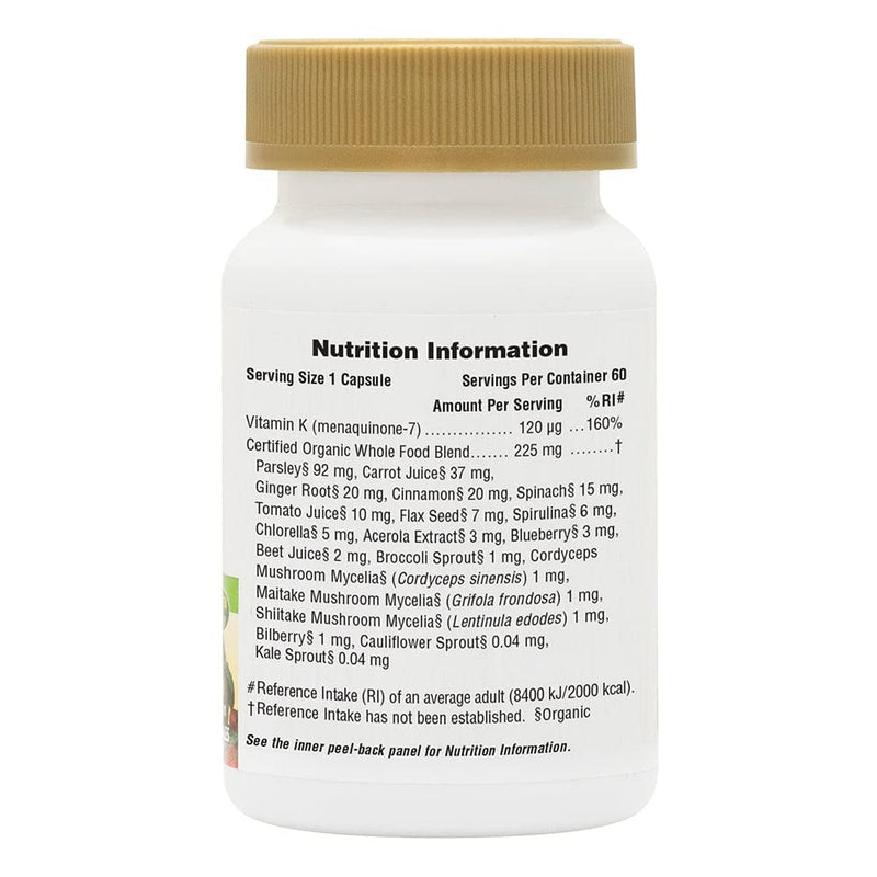 [Australia] - NaturesPlus Source of Life Garden Organic Vitamin K2 - 120 mcg Certified Organic Vitamin K2 MK7 (Menaquinone-7) - Vegan, Gluten Free - 60 Capsules, 60 Servings 