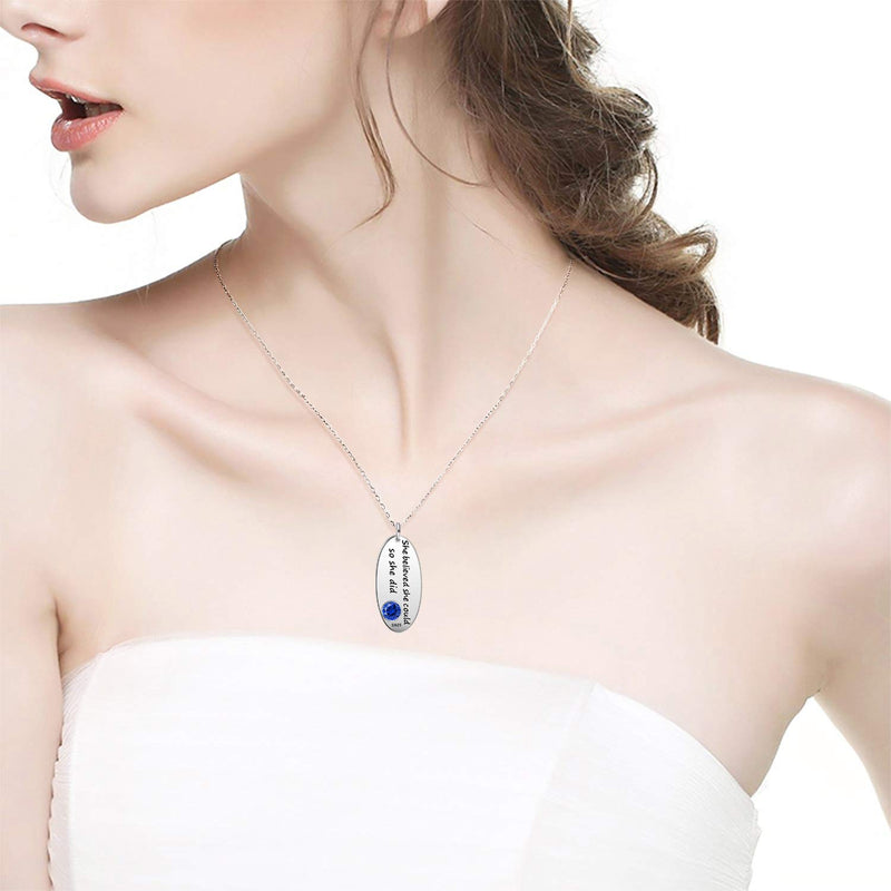 [Australia] - October Birthstone Pink Tourmaline Necklace Birthday Gifts Teen Girls She Believe She Could so She Did Sterling Silver Blue Sapphire Jewelry She Believe She Could so She Did Blue Sapphire Necklace 