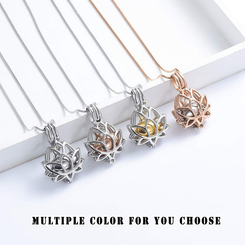 [Australia] - shajwo Cremation Jewelry Lotus Flower Urn Necklaces for Ashes for Women Men Crystals Drop Memorial Keepsake Locket Pendants Urn Jewelry for Human Ashes Holder Rose Gold Lotus 