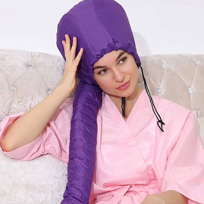 [Australia] - (3 in 1) 42pcs Foam Flexible Curling Rods Hair Curler Rollers + Hair Dryer Hood Bonnet Attachment Cap + 4pcs Hair Clips, No Heat Magic Hair Rollers for Long Medium Short Hair (Purple) Purple 