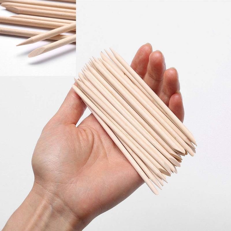 [Australia] - Borogo 100 Pcs Orange Wood Nail Sticks Double Sided Multi Functional Cuticle Pusher Remover Manicure Pedicure Tool for Manicure Pedicure 