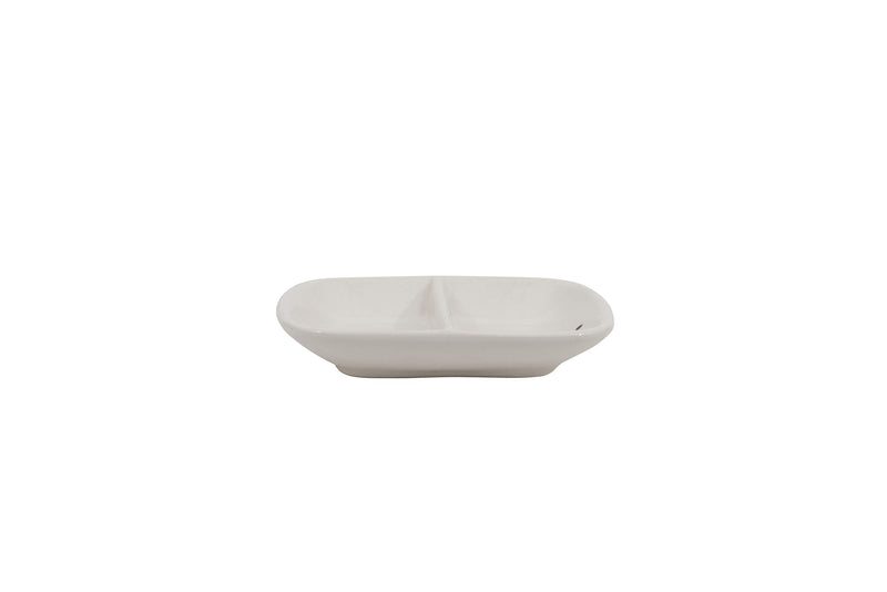 [Australia] - Creative Co-Op Ceramic "Mr. & Mrs." Two Section Dish, White Horizontal 