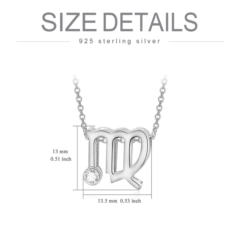 [Australia] - AOBOCO 925 Sterling Silver 12 Constellation Horoscope Zodiac Astrology Pendant Necklace with Swarovski Crystal Virgo 