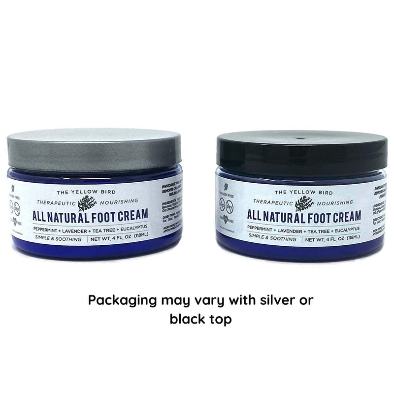 [Australia] - The Yellow Bird Natural Foot Cream - Dry Feet Balm , Cracked Heel Moisturizer, Organic Athletes Foot Repair Salve with Tea Tree Oil & Peppermint. Moisturizing Callus Care, Toenail Treatment Creme 