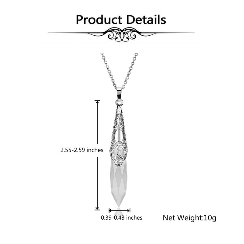 [Australia] - Top Plaza Natural Healing Crystal Stone Necklace Antique Silver Gemstone Point Pendulum Necklaces Reiki Quartz Jewelry for Women Girls Black - Obsidian 