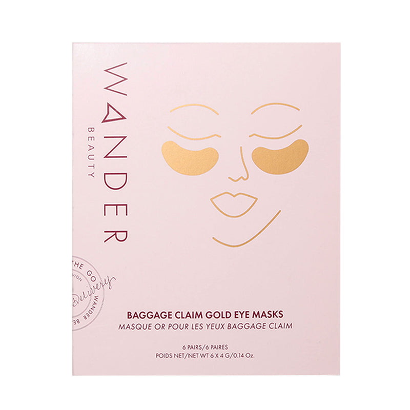 [Australia] - Gold Under Eye Patches | WANDER BEAUTY BAGGAGE CLAIM | Under Eye Mask, Brightens Dark Circles, Hyaluronic Acid Eye Mask - Puffy Under Eye Bags, Fine Lines, Wrinkles, Dullness, Hydrates, Moisturize (1 Pack Contains 6 Pairs of Gold) 1 Pack 