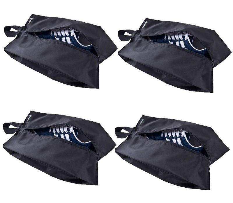 [Australia] - MISSLO Portable Nylon Travel Shoe Bags with Zipper Closure (Pack 4, Black) 