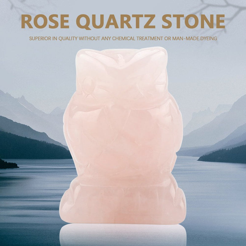 [Australia] - Rose Quartz, Hand Carved Owl Pink Crystal Figurine Healing Stone Gemstone Decoration for Wicca Reiki Healing Energy (1.5 inch) 1.5 inch 