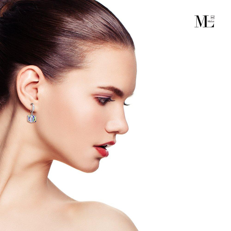 [Australia] - MicLee 925 Sterling Silver Austrian Crystal Cube Earrings Fish Hook Ear Dangles Gift Packaging with Box and Card, Best Gift for Women 