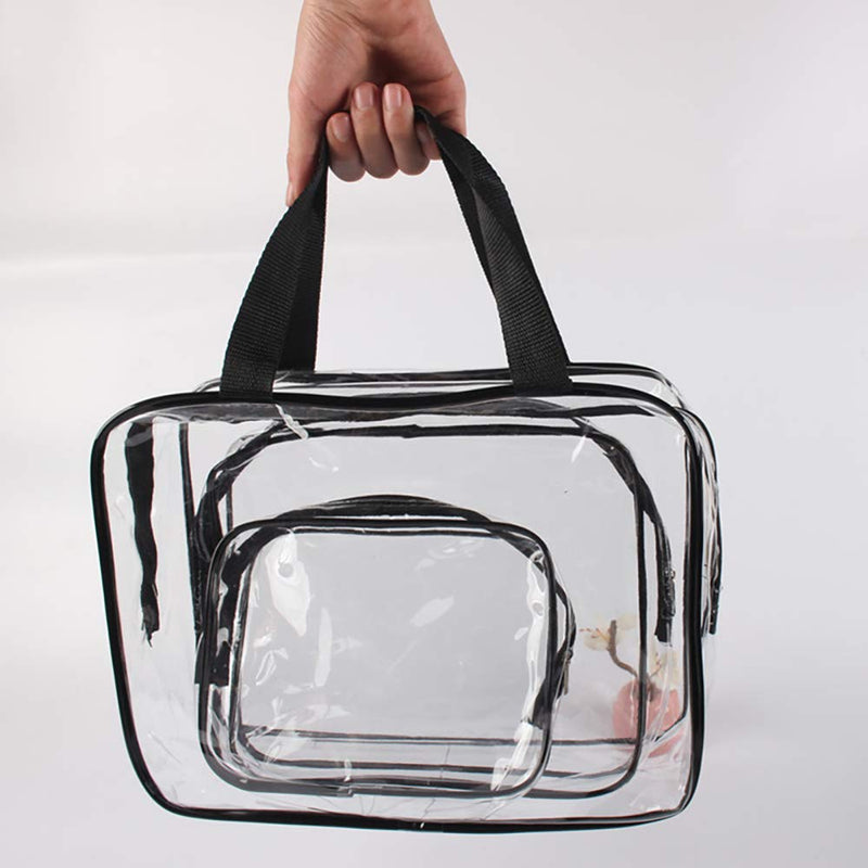 [Australia] - Hedume Set of 9 Clear Makeup Bags, TSA Approved Clear Toiletry Bag Set, Waterproof Clear PVC with Zipper Handle Portable Travel Luggage Pouch 