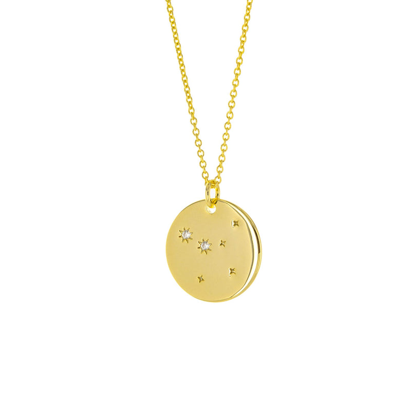 [Australia] - Columbus 14K Gold Plated Astrology Horoscope Constellation Zodiac Coin Necklace Cancer 