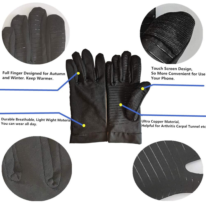 [Australia] - Full Finger Compression Gloves for Swelling Copper Arthritis Gloves Compression Glove Arthritis Pain Relieve, Copper Gloves Rheumatoid Arthritis Gloves for Men and Women Carpal Tunnel Glove (M) Medium (1 Pair) 