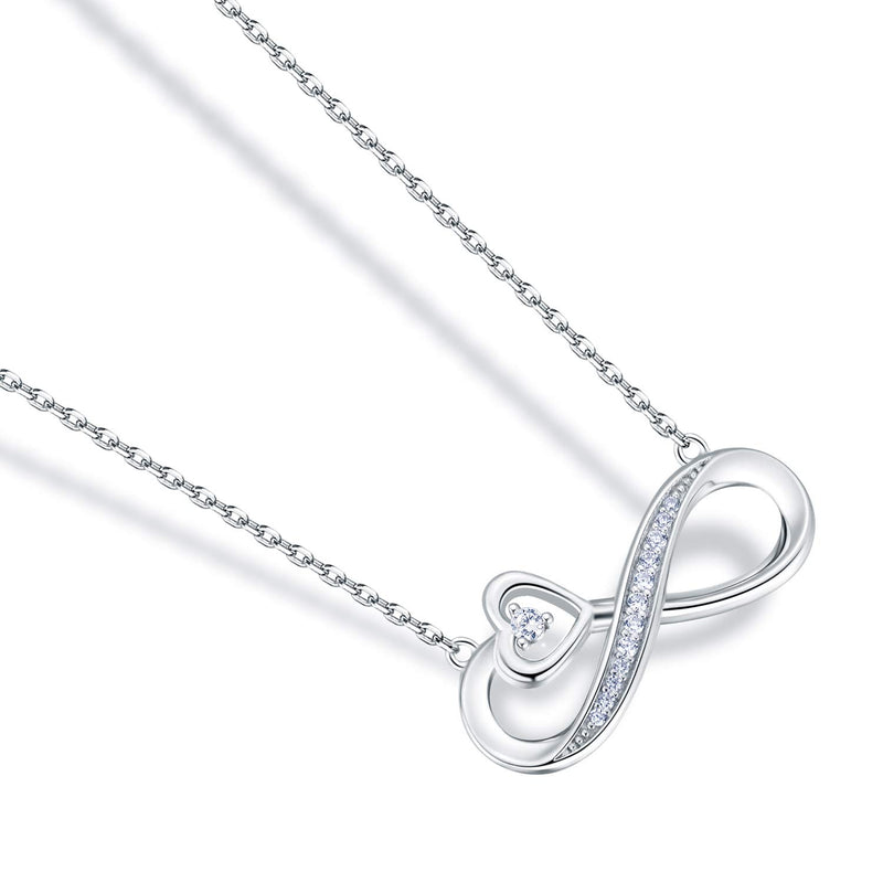 [Australia] - NINAMAID Necklace for Women Girls Wife 925 Sterling Silver Necklace Infinity Forever Love Heart Jewelery Pendant Present for her 