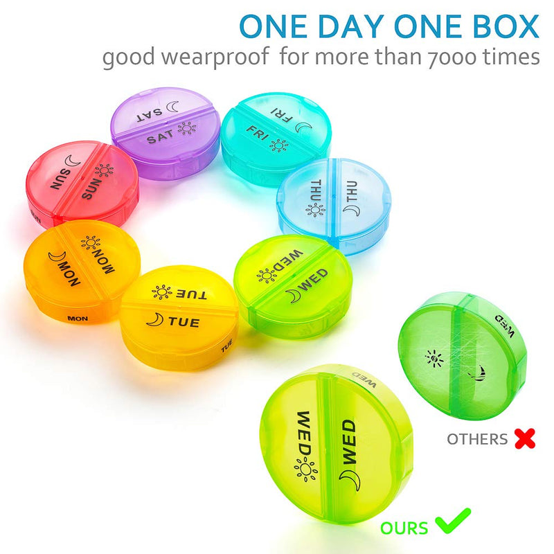 [Australia] - Pill Box Organiser 2 Times a Day, Travel Pill Boxes 7 Day AM PM Weekly, BPA Free Week Medicine Storage Box for Pills, Vitamin, Medication and Tablets (Rainbow) 
