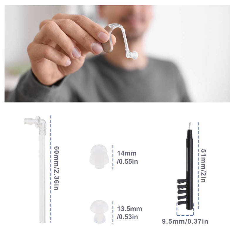 [Australia] - Set of 30 Hearing Aid Silicone Domes Set Dome Earbuds & Double Layer Dome Earbuds & Ear Plug Tubes & Cleaning Brush Tool for in-Ear Hearing Aids 