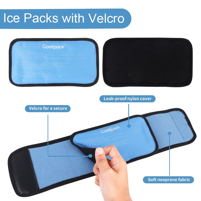 [Australia] - Comfpack Cold Therapy Wrap with 2 Packs for Pain Relief, Reusable Gel Ice Packs for Foot Plantar, Wrist, Ankle, Great for Sprains, Muscle Pain, Bruises, Injuries 
