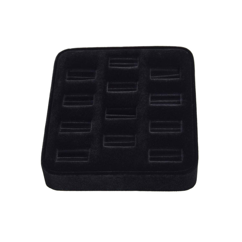 [Australia] - Mooca Black Velvet 12 Slots Ring Tray Display, Slotted Ring Showcase Display Jewelry Organizer Stand, Jewelry Ring Holder for Showcase, Ring Display Case for Home Trade Show Black Velvet Trim 12 Slots 