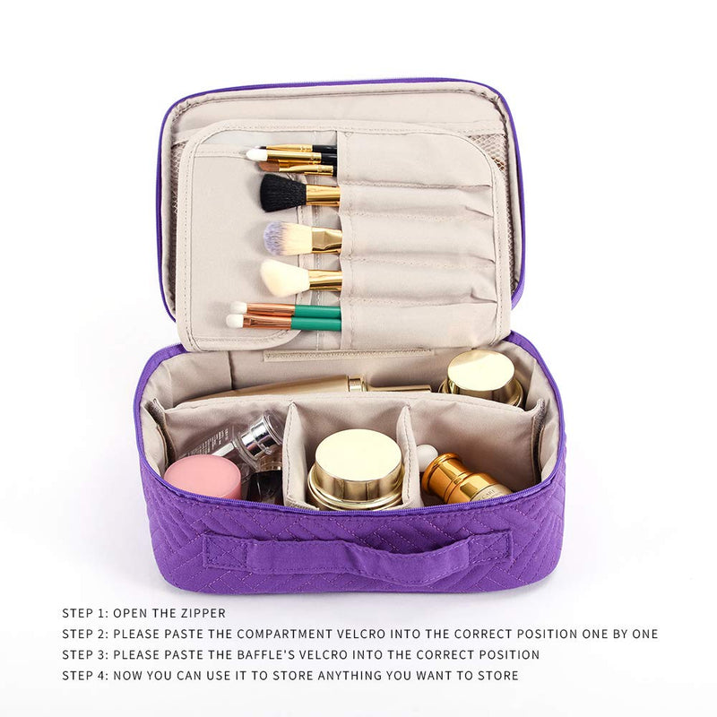 [Australia] - Travel Makeup Bag, WEIBIN Portable Cosmetic Bag Makeup Case Organizer with Handle for Women and Girls – Purple 