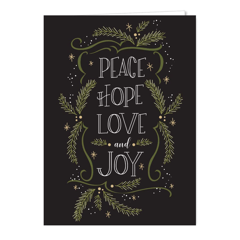 [Australia] - Christmas Pines Typography Christmas Holiday Card Assortment Pack - Set of 24 cards, 3 designs. 5'' x 7'' folded, verses inside. Made in the USA. Blank white envelopes. 