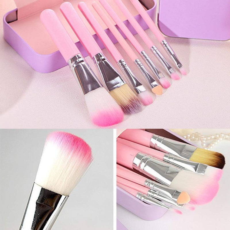 [Australia] - Children Makeup Brushes, 7Pcs Makeup Brush Set Foundation Eyebrow Eyeliner Brush Cosmetic Concealer Brushes for Kids Girls, Women trave - Pink with case 