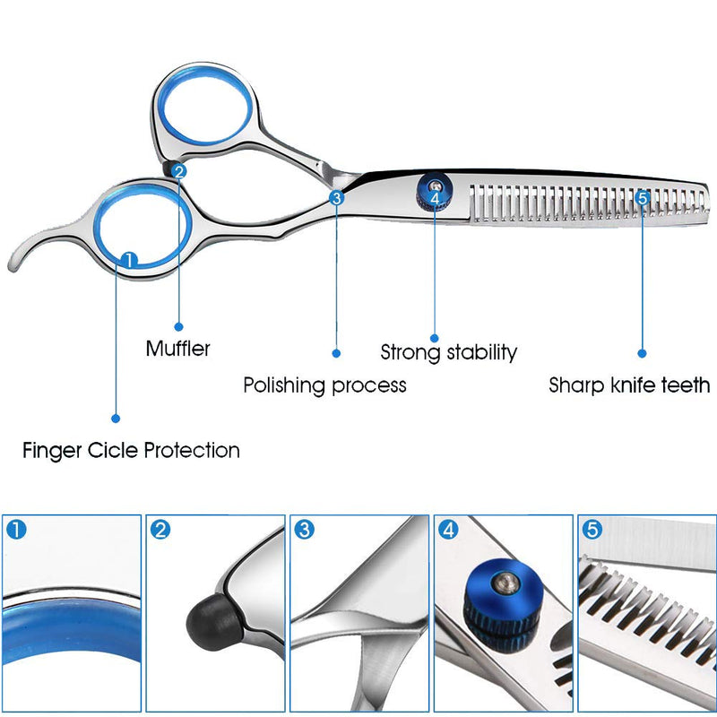 [Australia] - Hair Cutting Scissors, Haircut Scissors Kit Thinning Shears Kit for Home, Barber, Salon Silver 