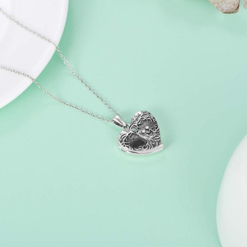 [Australia] - Heart Locket Necklace That Hold Pictures Sterling Silver Photo Locket Pendant Memorial Gift for Women Girl Family Tree Heart Locket 