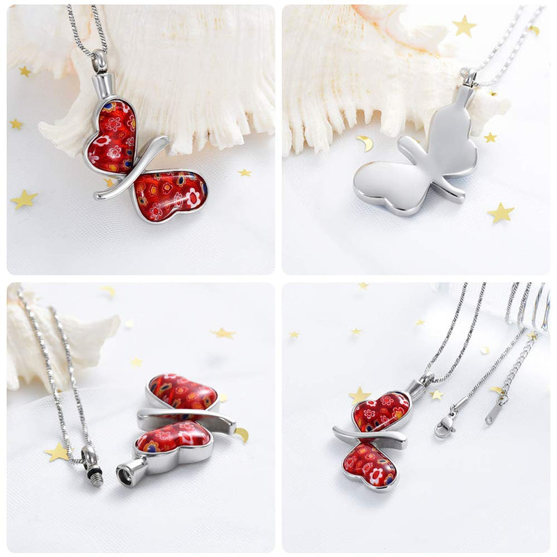 [Australia] - Yinplsmemory Cremation Jewelry Butterfly Urn Necklace for Ashes for Women Ashes Keepsake Memorial Jewelry for Human/Pet Ashes Red a 