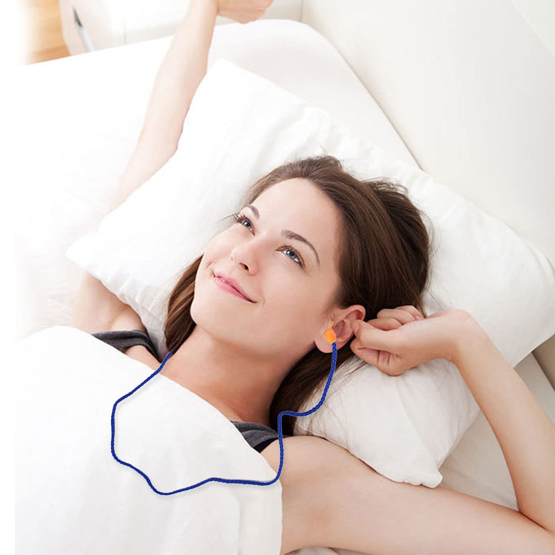 [Australia] - TSHAOUN 20 Pairs Corded Ear Plugs， Reusable Silicone Earplugs Sleep Noise Cancelling, for Noise Cancelling and Hearing Protection (Orange) Orange 