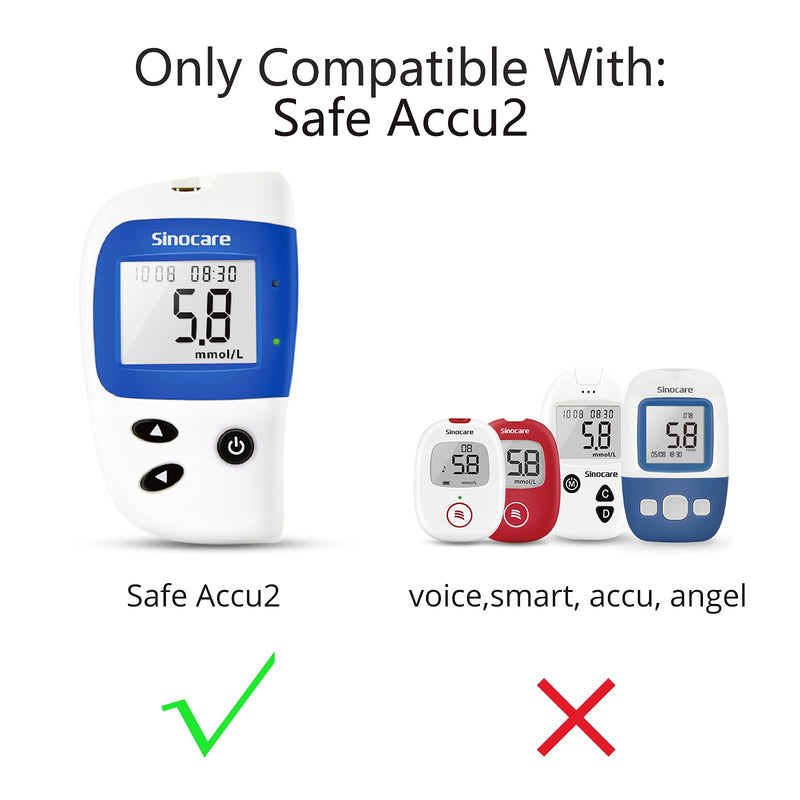 [Australia] - sinocare (Safe Accu2) Glucose Test Strips / Blood Sugar Test Strips 50 pcs No Code/ for sinocare Safe ACCU2 Blood Glucose Monitor Only 