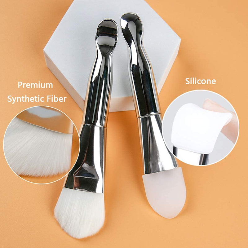 [Australia] - Face Makeup Brush Applicator Double-Ended, 3 Pcs Silicone Makeup Beauty Tool Soft Bristles Facial Mud Makeup Applicator Brush, Hairless Moisturizers Applicator Tools for Mud, Clay, Charcoal Mixed Makeup Style A 