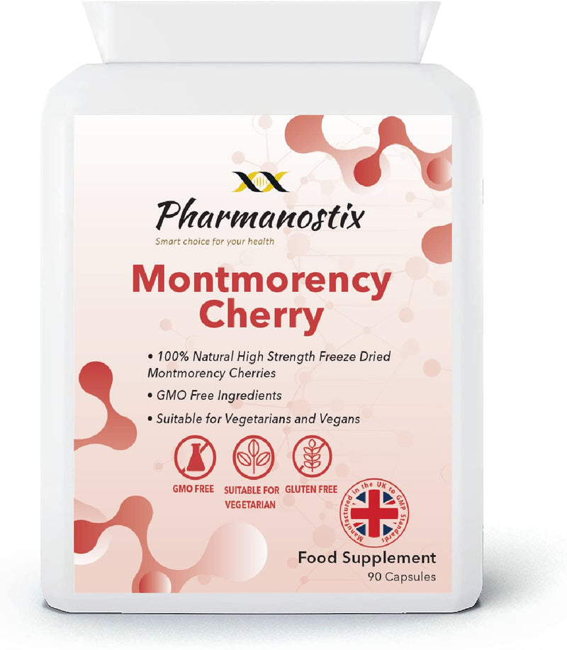 [Australia] - Montmorency Cherry - 90 Vegan Capsules - 3000mg Daily Serving of High Strength Freeze Dried- with Natural Vitamin A, C, B6 and E- Manufactured in The UK 