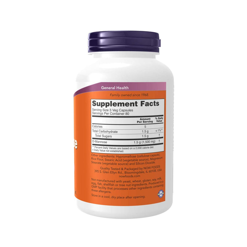 [Australia] - NOW Supplements, D-Mannose 500 mg, Non-GMO Project Verified, Healthy Urinary Tract*, 240 Veg Capsules 