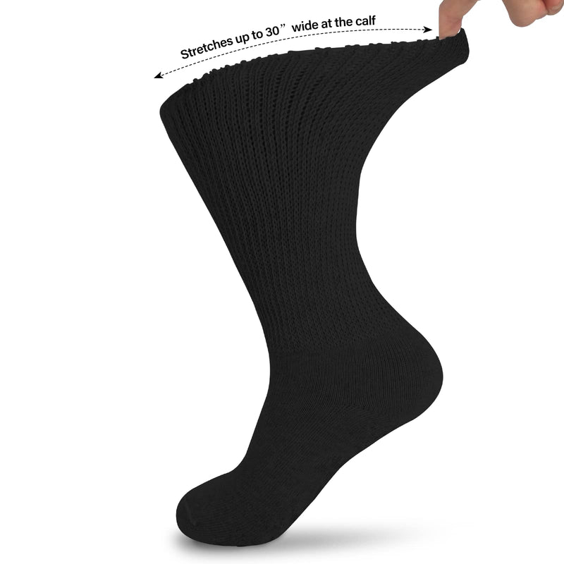 [Australia] - NOVAYARD Diabetic Socks Wide Bariatric Socks Edema Neuropathy Hospital Socks 3 Pairs Black 