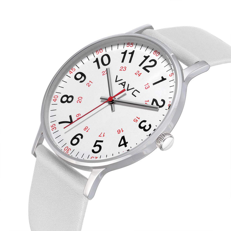 [Australia] - VAVC Nurse Watch for Medical Students,Doctors,Women with Second Hand and 24 Hour. Easy to Read Watch 1White-40mm 