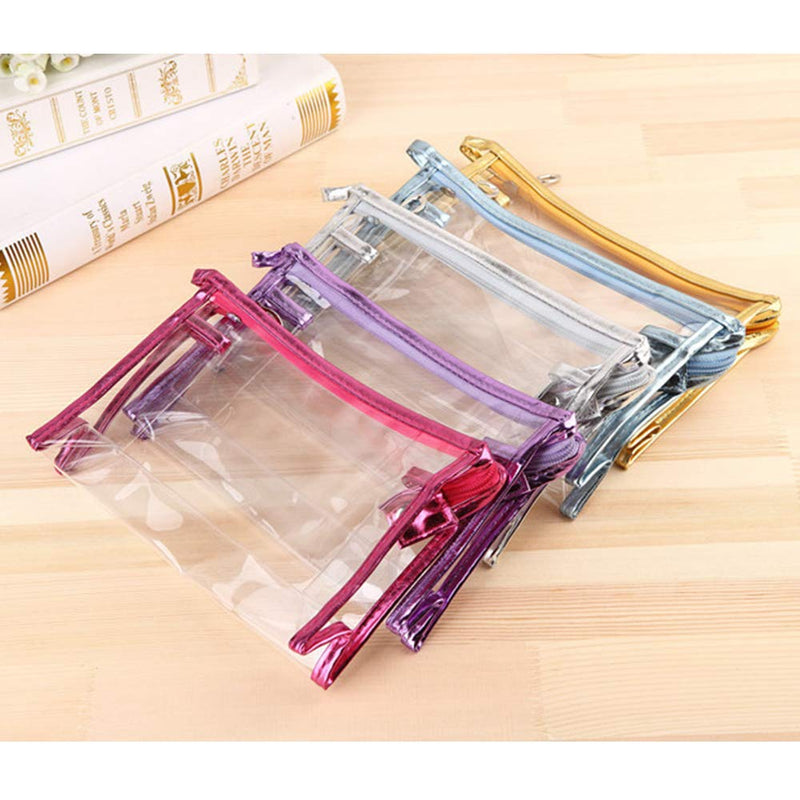 [Australia] - 7 Packs Transparent Waterproof Cosmetic Bag with Zipper, Qkurt Portable PVC Clear Cosmetic Makeup Bag Pouch for Vacation, Travel, Bathroom| Fashion Practical Transparent Toiletry Bags 