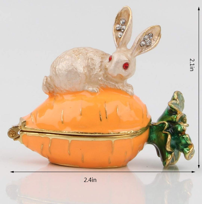 [Australia] - SEVENBEES Hand Painted Rabbit Figurine Enamel Hinged Jewelry Trinket Box 
