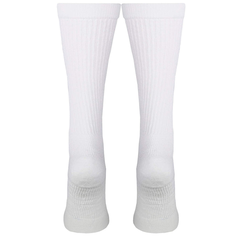 [Australia] - NuVein 15-20 mmHg Medical Compression Socks, Mid Calf Crew Length, Padded Cushion Foot, White, Large Large (1 Pair) 
