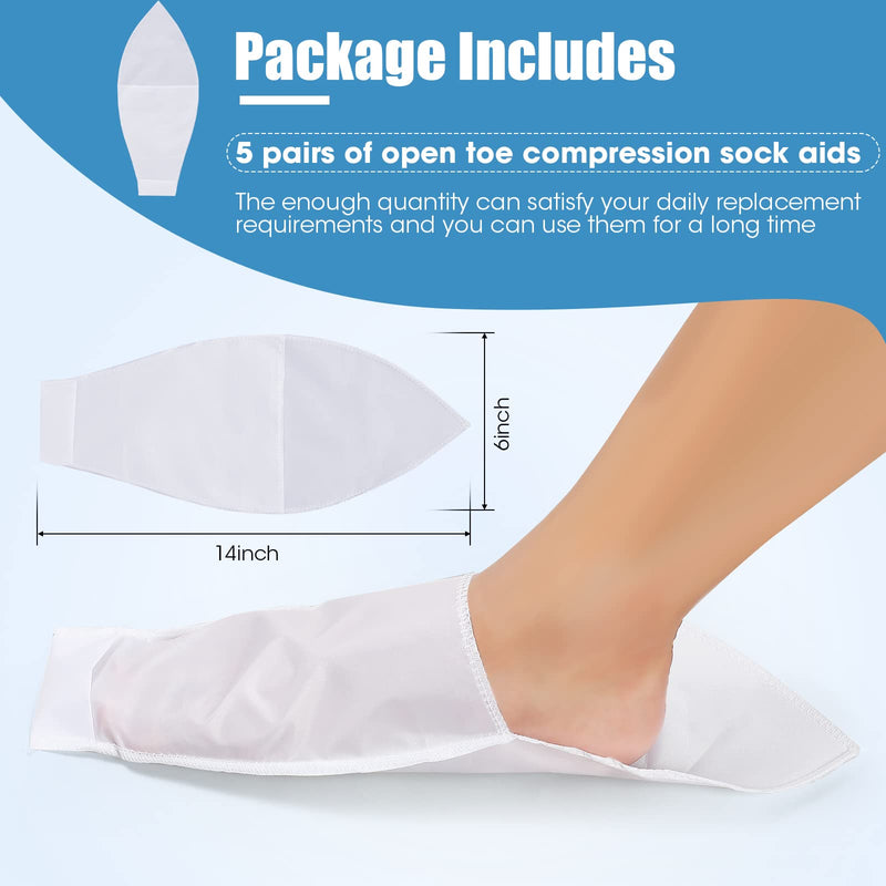 [Australia] - 10 Pieces Easy Slide Open Toe Compression Sock Aid Slip Stocking Applicator Open Toe Compression Stockings for Assist Putting on for Elderly, Disabled, Pregnant Men or Women 