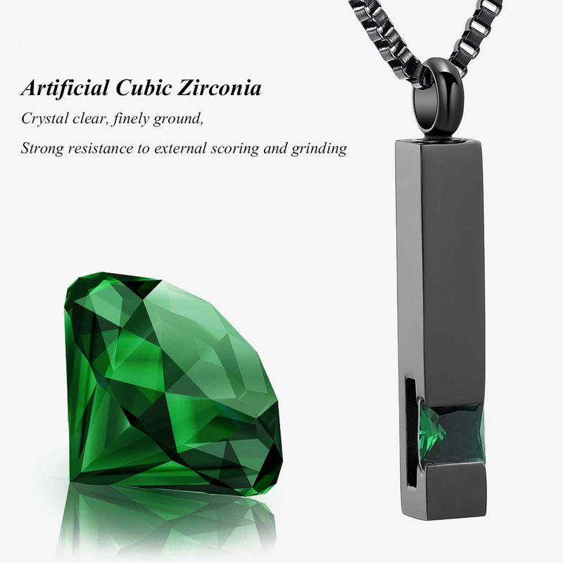 [Australia] - XSMZB Crystal Cremation Urn Jewelry Cube Memorial Ashes Necklace Pendant Keepsake- Black Birthstone Series Green 