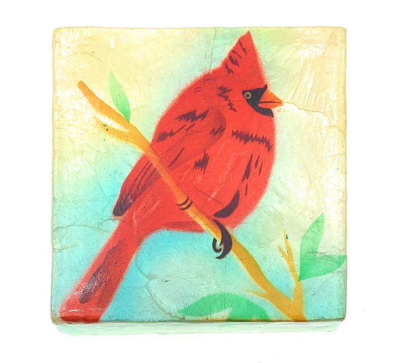 [Australia] - Kubla Craft Cardinal Capiz Shell Keepsake Box, 3 Inches Square 