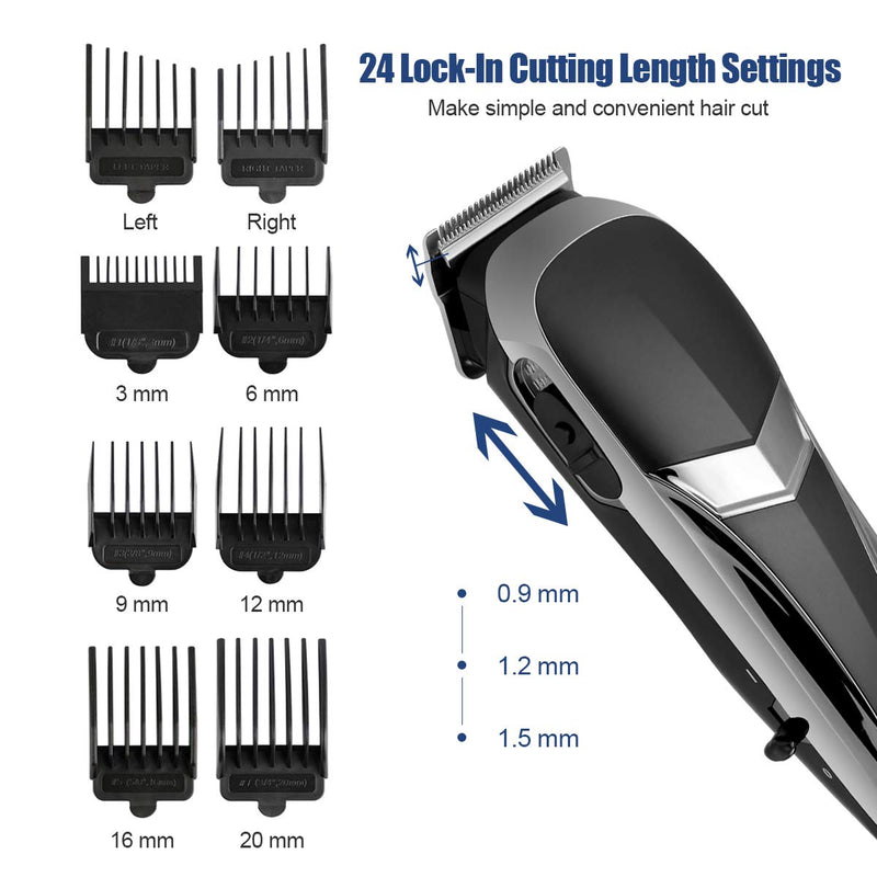 [Australia] - Cosyonall Hair Clippers for Men, 21-piece Pro Corded Hair Cutting Kit with 24 Cutting Length, 8 Guide Combs Storage Bag for Family Use 