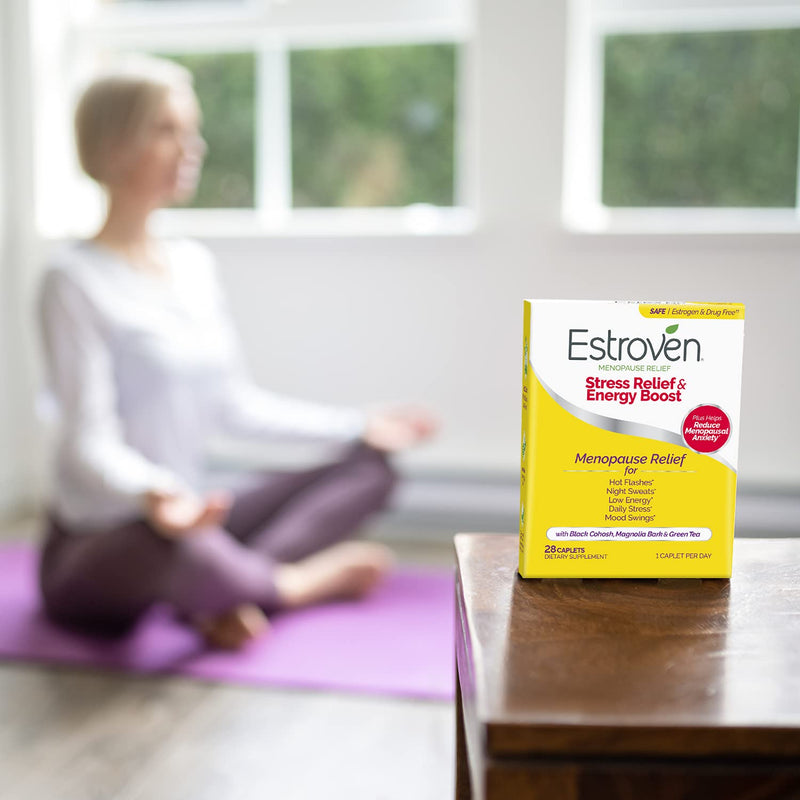 [Australia] - Estroven Stress Relief & Energy Boost for Menopause Relief, Helps Reduce Hot Flashes and Night Sweats, Stress Management Support*, 28 Count Stress Relief & Enegy Boost 