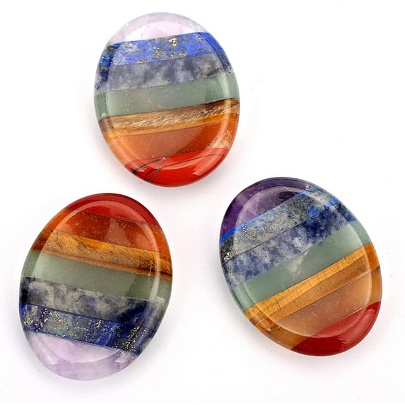 [Australia] - Worry Stones Thumb Anxiety Stones Crystal Thumb Worry Stones Pocket Palm Stones Stress Relief Reiki Healing Meditation （Random Pattern） 