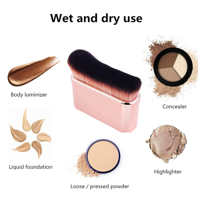 [Australia] - Professional Body Makeup Brush for Blending Liquid Foundation High Density Face Kabuki Brush for Body Highlighter Bronzer Shimmer Glow Concealers Cream Powder Body Brush (Rose gold) Rose gold 