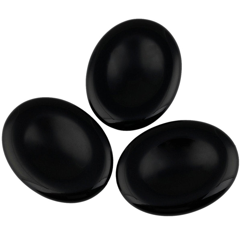 [Australia] - Shanxing Black Obsidian Thumb Worry Stone,Pocket Palm Stones Crystal Healing Reiki Meditation Stress Relief Pack of 2 