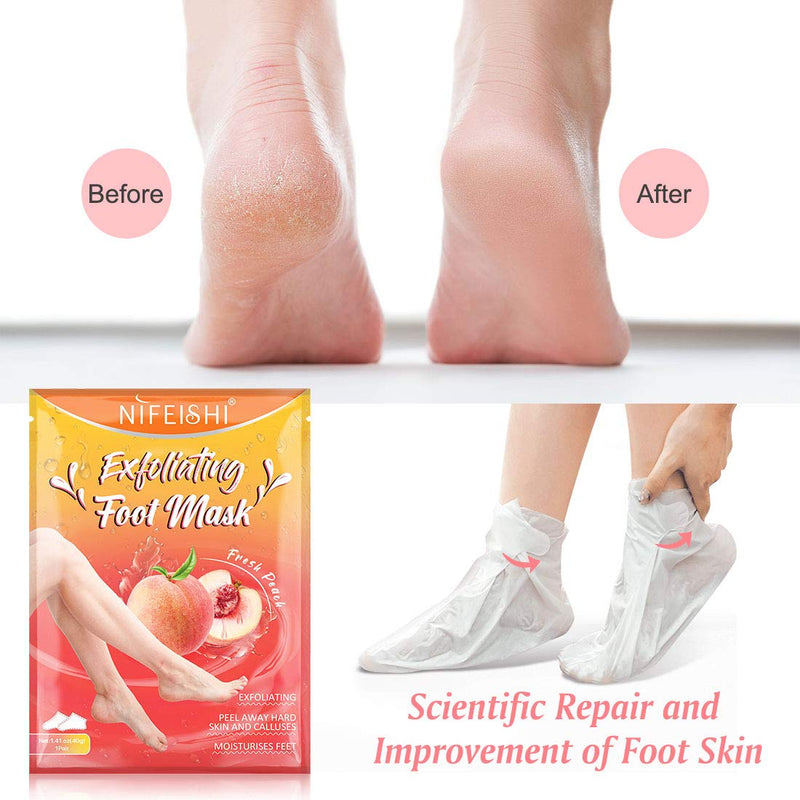 [Australia] - Foot Peel Mask 5 Pack, Peach Soft Callus Peeling Dead Skin Remover Exfoliating Socks Dry Rough Heels Treatment Beauty Feet Mask Natural for Men and Women Pink 