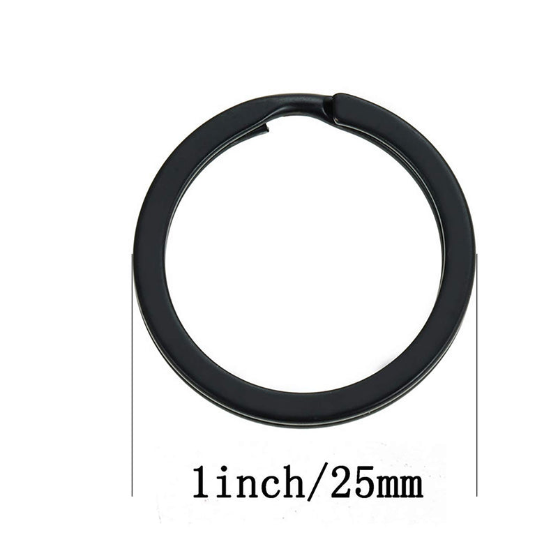 [Australia] - Flat Key Rings 10 Pieces 1 inches Flat Key Rings Metal Keychain Rings Split Keyrings Flat O Ring for Home Car Office Keys Attachment(Black) 